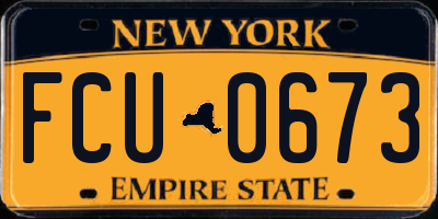 NY license plate FCU0673