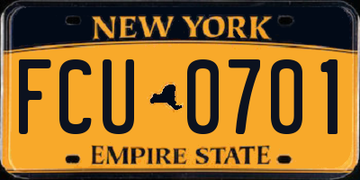 NY license plate FCU0701