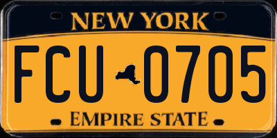NY license plate FCU0705