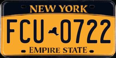 NY license plate FCU0722