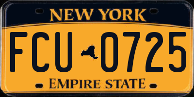NY license plate FCU0725