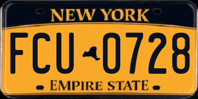 NY license plate FCU0728