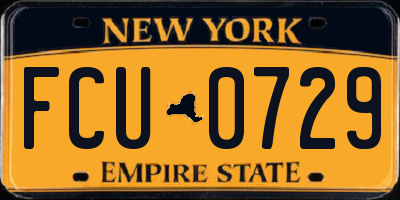NY license plate FCU0729