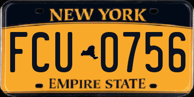 NY license plate FCU0756