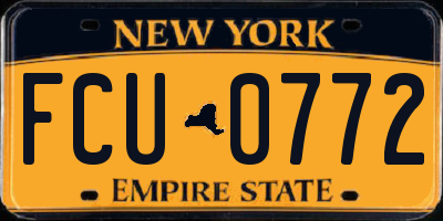 NY license plate FCU0772