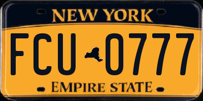 NY license plate FCU0777