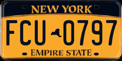 NY license plate FCU0797