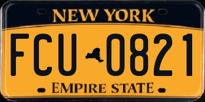 NY license plate FCU0821