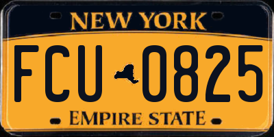 NY license plate FCU0825