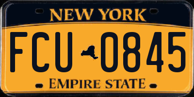 NY license plate FCU0845