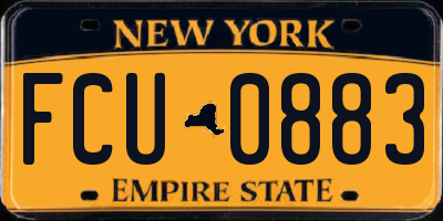 NY license plate FCU0883
