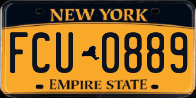 NY license plate FCU0889