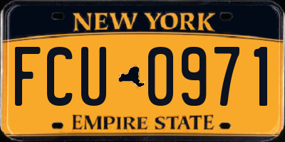NY license plate FCU0971