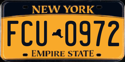NY license plate FCU0972