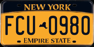 NY license plate FCU0980