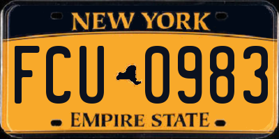 NY license plate FCU0983