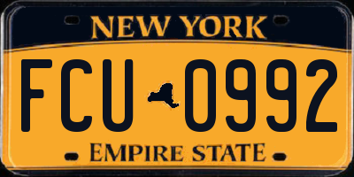 NY license plate FCU0992