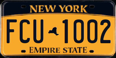 NY license plate FCU1002
