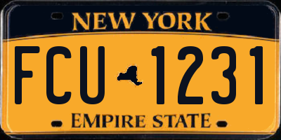 NY license plate FCU1231