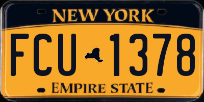 NY license plate FCU1378