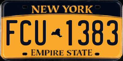 NY license plate FCU1383