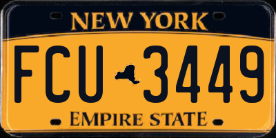 NY license plate FCU3449