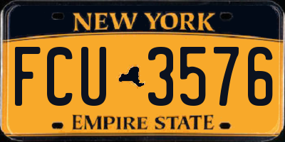 NY license plate FCU3576