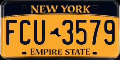 NY license plate FCU3579