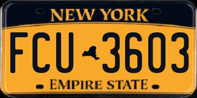 NY license plate FCU3603