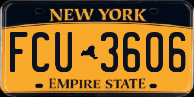 NY license plate FCU3606