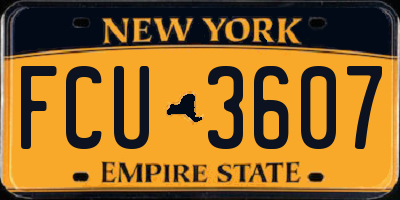 NY license plate FCU3607