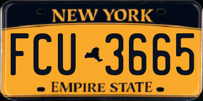NY license plate FCU3665