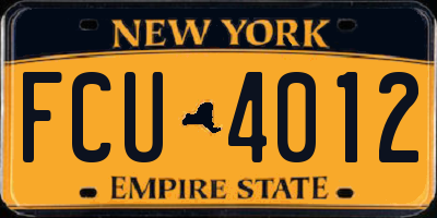 NY license plate FCU4012