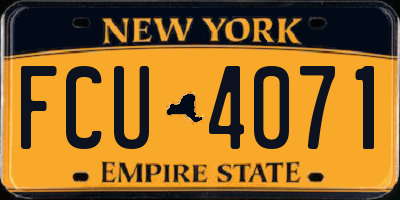 NY license plate FCU4071