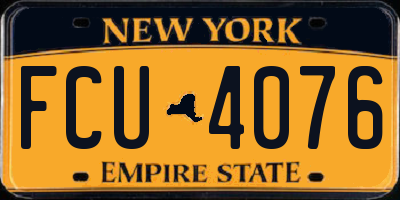 NY license plate FCU4076