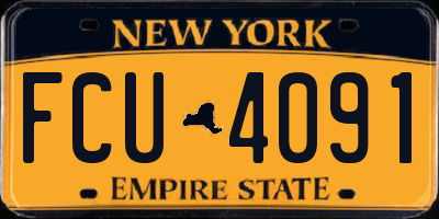 NY license plate FCU4091