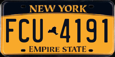 NY license plate FCU4191