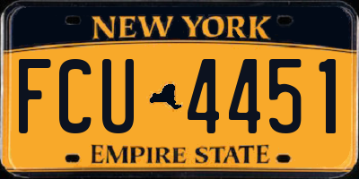 NY license plate FCU4451