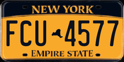 NY license plate FCU4577