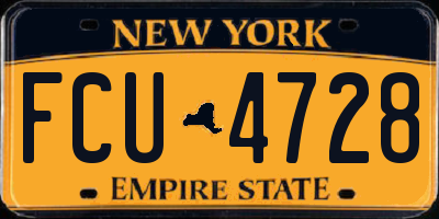 NY license plate FCU4728