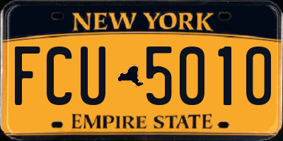 NY license plate FCU5010