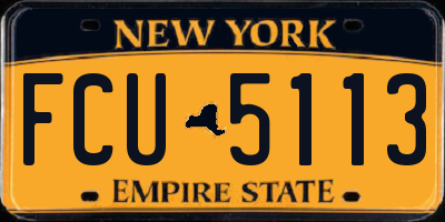 NY license plate FCU5113