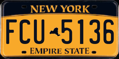NY license plate FCU5136