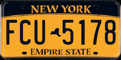 NY license plate FCU5178