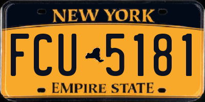 NY license plate FCU5181