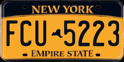 NY license plate FCU5223