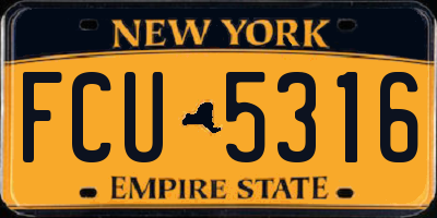 NY license plate FCU5316