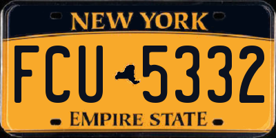 NY license plate FCU5332