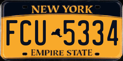 NY license plate FCU5334
