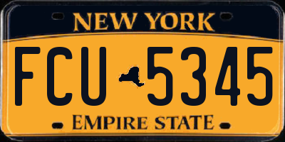 NY license plate FCU5345